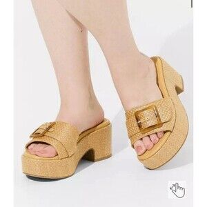 Torrid Tan Woven Retro Platform Slip On Sandals - Size 11WW